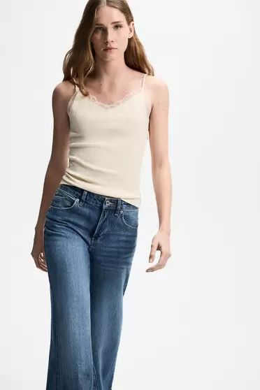 Ribbed lace tank top