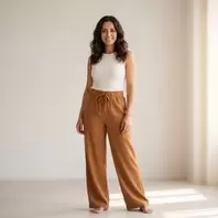 Marwa Pantalon uni - Marron
