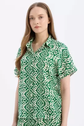 Regular Fit Shirt Collar Short Sleeve Shirt