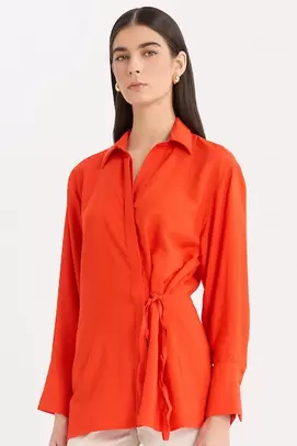 Oversize Shirt Collar Long Sleeve Shirt