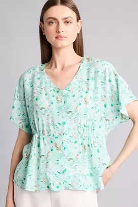 Chemise imprimée à col V et manches courtes Coupe décontractée