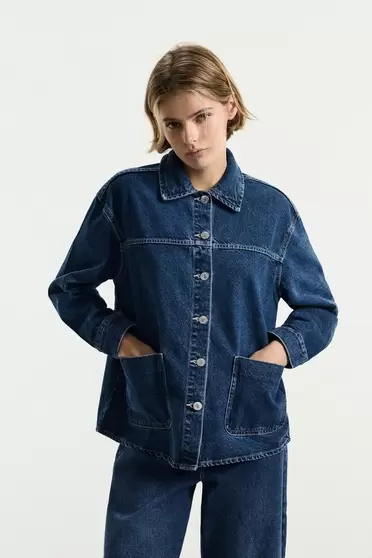 Denim overshirt with pockets