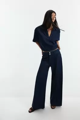 Indigo wide-leg jeans