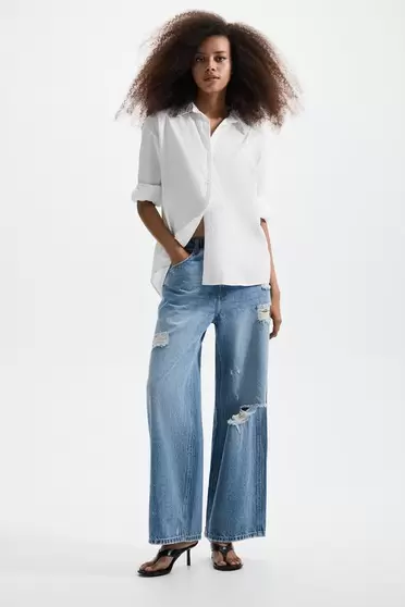 Double waistband baggy jeans