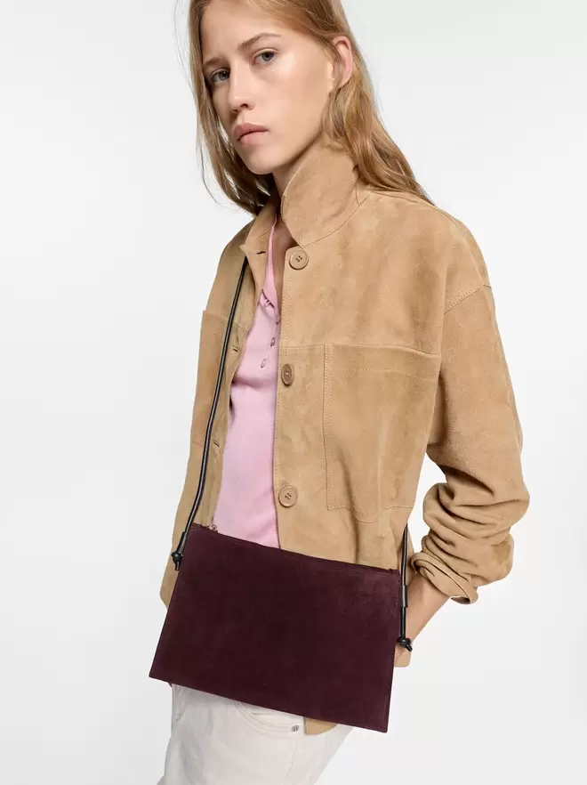 Sac bandoulière en cuir effet double