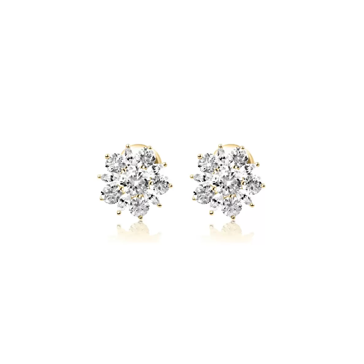 Puces d'oreilles marguerite Excellence Plaqué Or 18K 3Mic