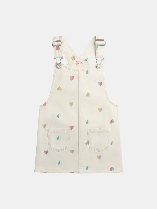 Robe-salopette imprimé coeur pour fille