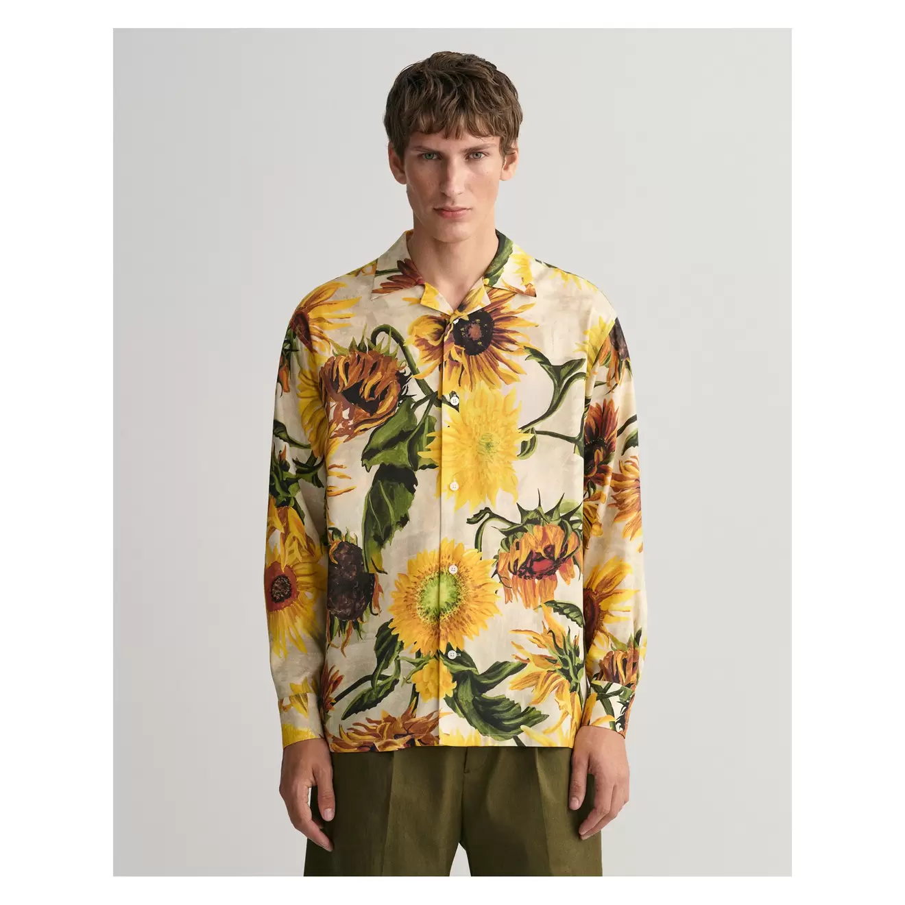REL SUNFLOWER PRINT SILK SHIRT