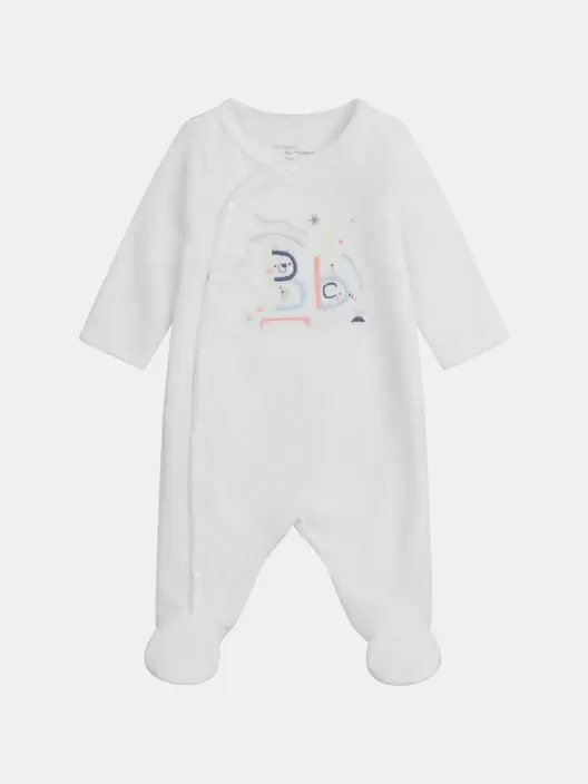 Grenouillère naissance avec broderie colorée