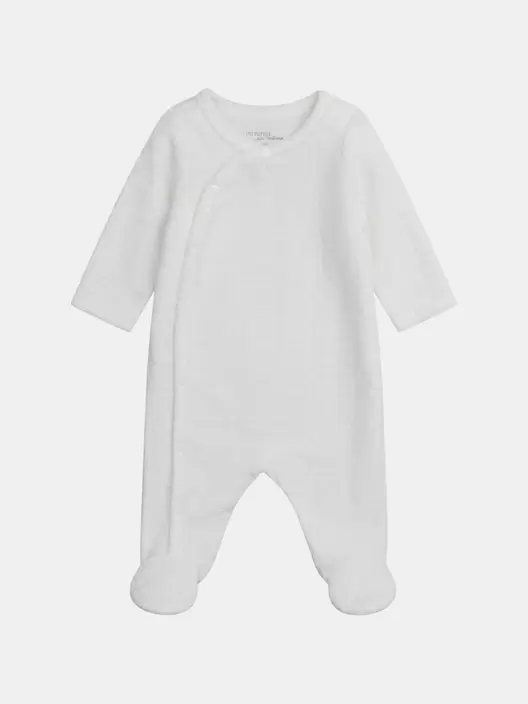 Grenouillère naissance à motif fantaisie blanc