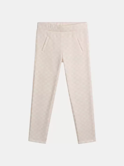Pantalon doublé chaud à damier rose et écru pour fille