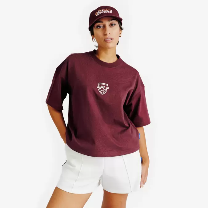 T-shirt crop graphique femme, Heritage, bordeaux