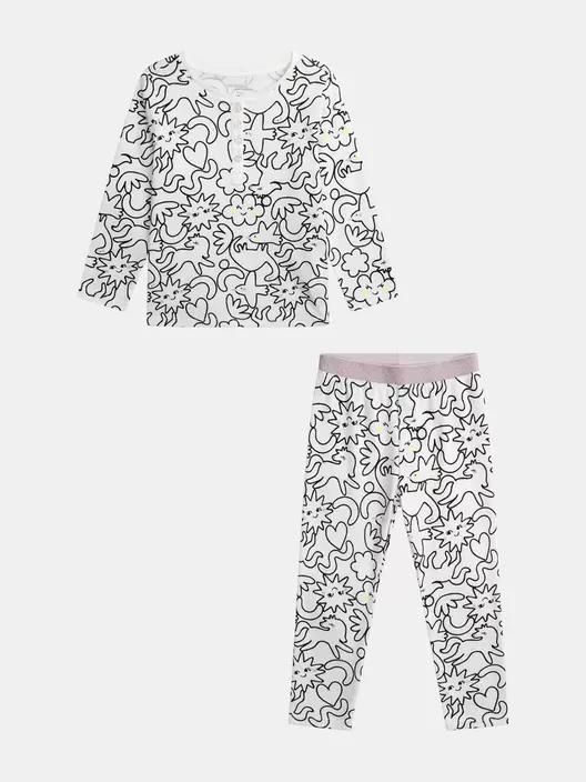 Pyjama écru long avec imprimé intégral "DREAM" pour enfant fille