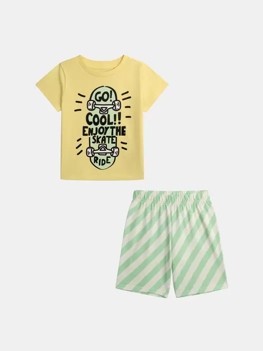 Pyjama court jaune "Enjoy the Skate Ride" pour enfant garçon
