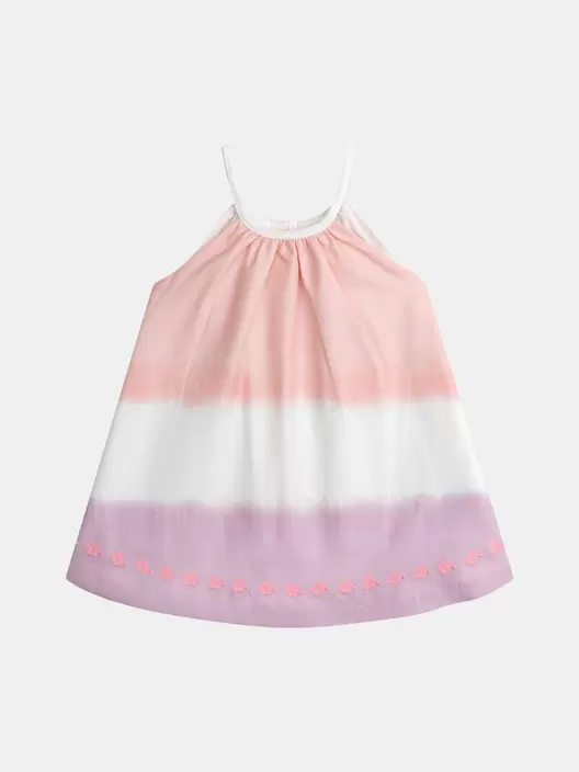 Robe trapèze à col montant dégradé corail pour bébé fille