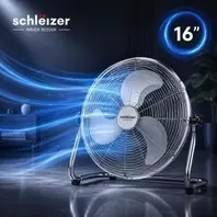 Schlëizer Ventilateur de sol métallique 16" avec socle 3 vitesses pour usage domestique et professionnel