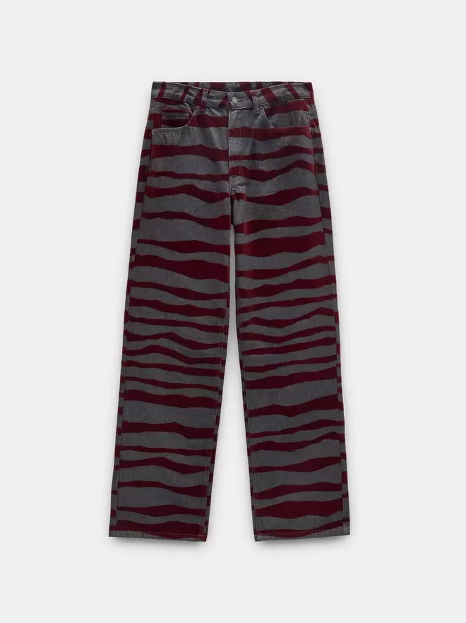 Jeans avec imprimé animal en velours