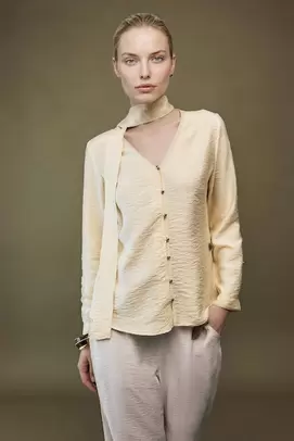 Chemise à manches longues et col V Coupe régulière