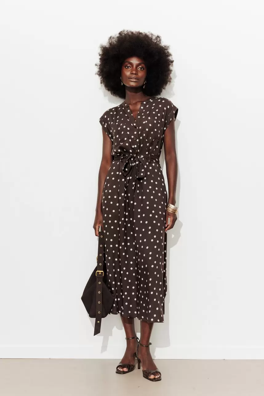 Robe longue à pois Femme