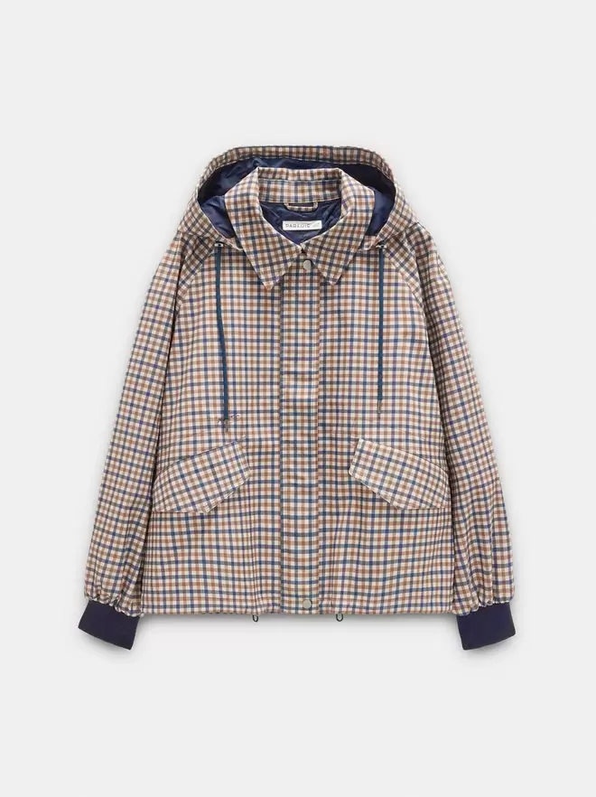Manteau à motifs carrés déperlant