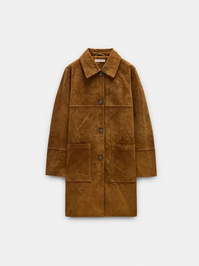 Manteau long en cuir avec poches