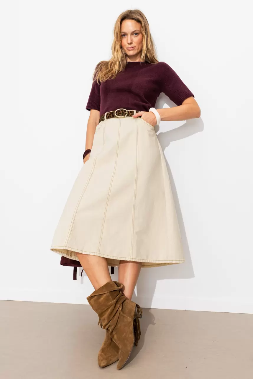 Jupe midi évasée en toile