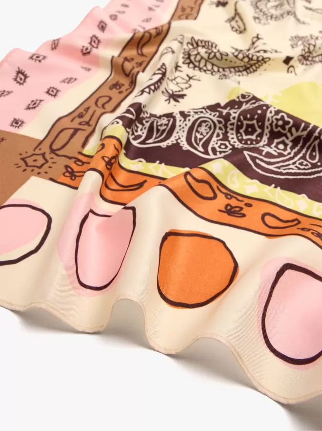 Foulard carré patchwork paisley