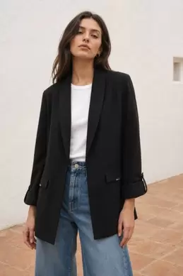 VESTE À REVERS ET MANCHES RAYÉES