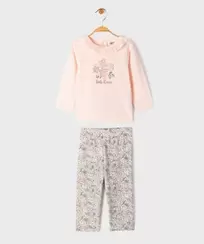 Pyjama en velours 2 pièces motif fleuri bébé