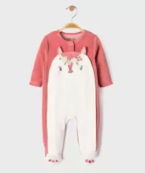 Pyjama en velours ouvert devant motif biche bébé fille