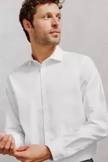 Chemise 100% coton slim sans repassage unie