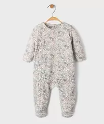 Pyjama en velours fleuri à ouverture devant bébé