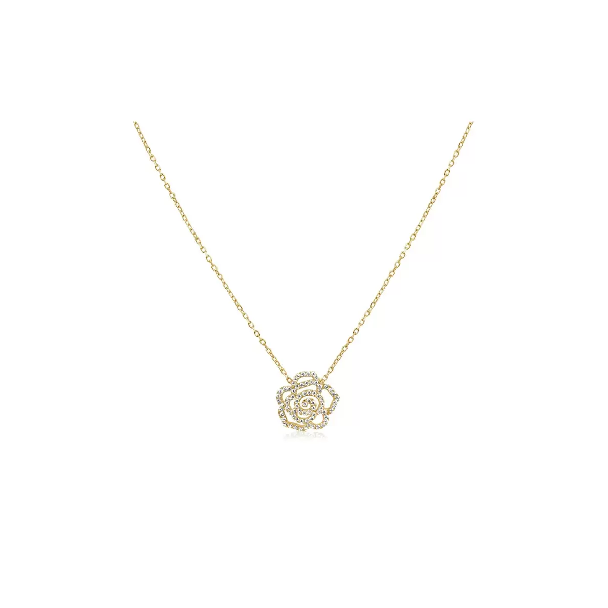 Collier fleur de camèlia Excellence Plaqué Or 18K 3Mic