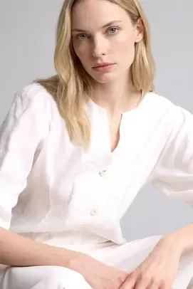 Chemise jacquard à col dégagé et manches longues Coupe régulière