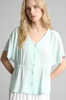 Chemise en viscose froissée à manches courtes Coupe décontractée