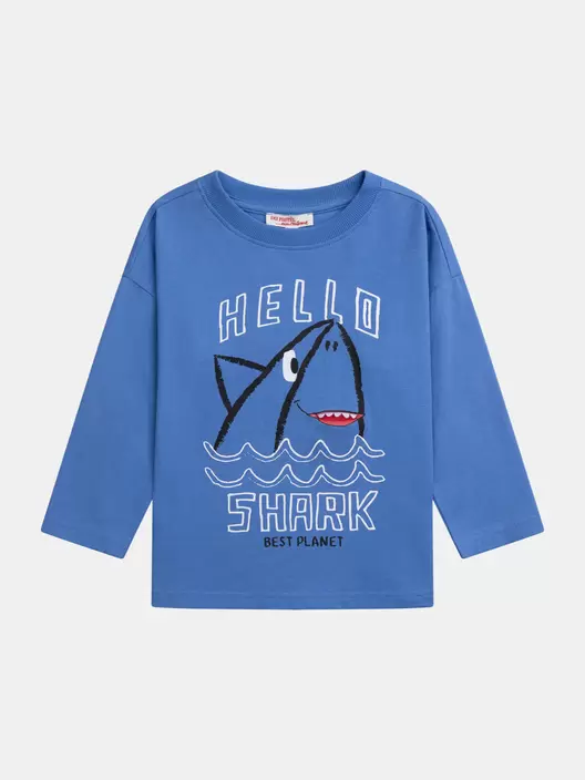 T-shirt bleu manches longues et animation pour garçon