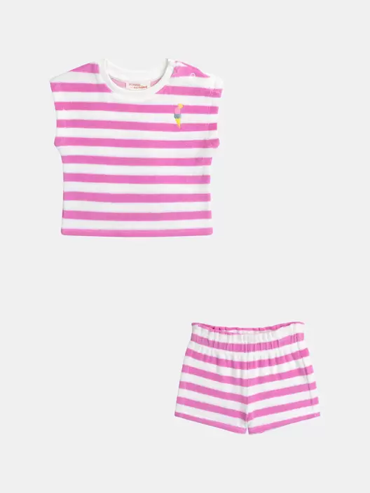 Ensemble rayé rose et blanc pour bébé fille