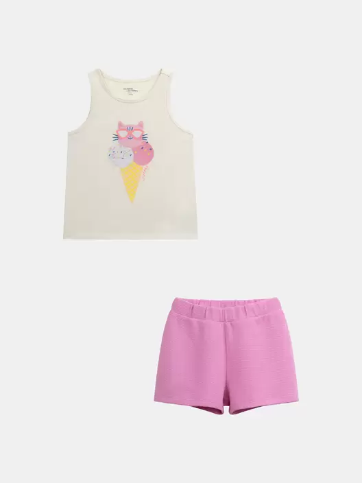 Pyjama débardeur avec imprimé "Ice Cream Cat" pour enfant fille