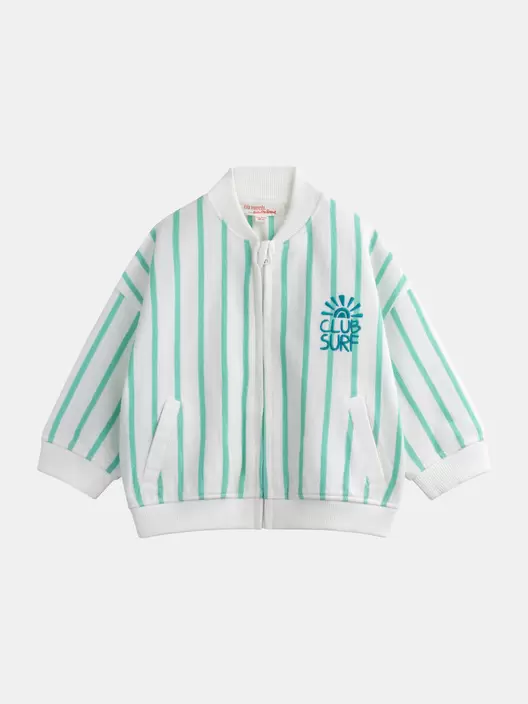 Gilet vert d'eau zippé rayé "Club Surfs" pour bébé garçon
