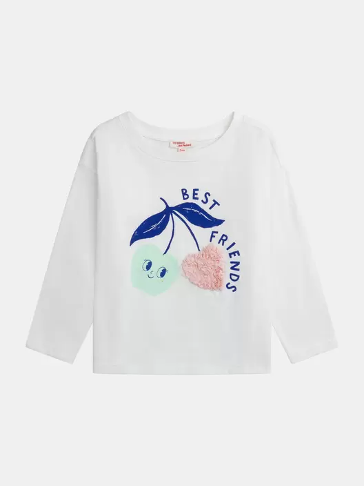 T-shirt manches longues animation cerises pour fille