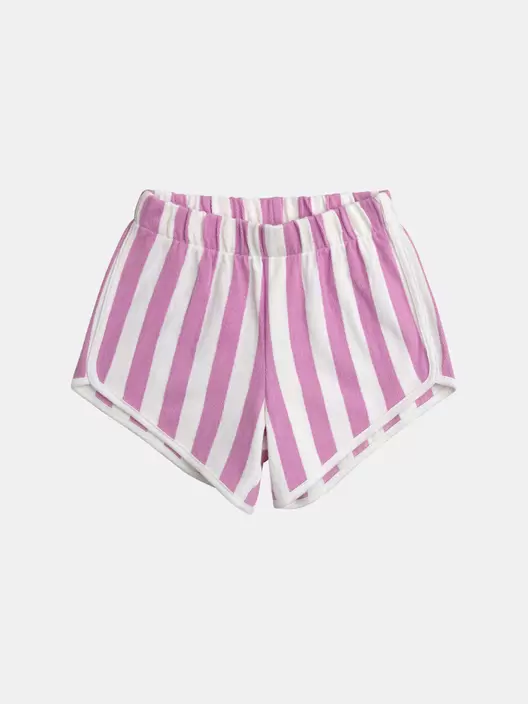 Short rayé rose et écru pour fille