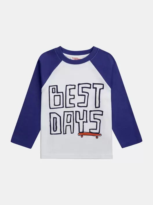 T-shirt manches longues bleu et blanc pour garçon