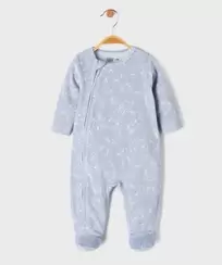 Pyjama en velours à motifs lapins fermeture devant bébé garçon