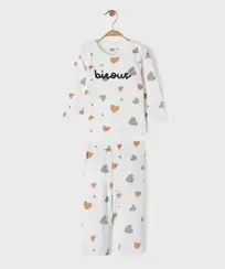 Pyjama 2 pièces en velours à motifs coeurs bébé