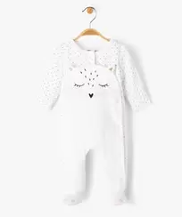 Pyjama ouverture devant avec motif chat bébé fille