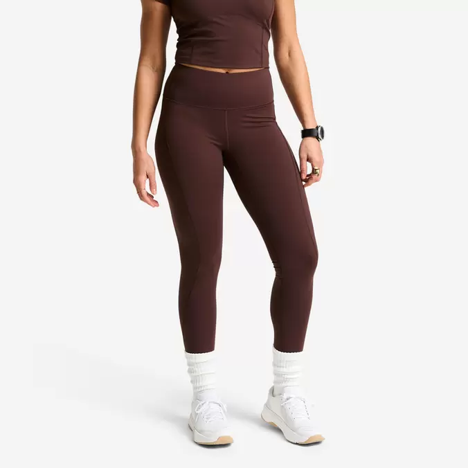 Legging de sport taille haute et gainant femme, Shape marron