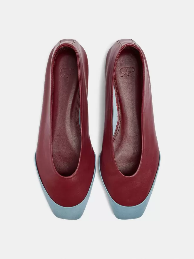 Ballerines en cuir contrasté