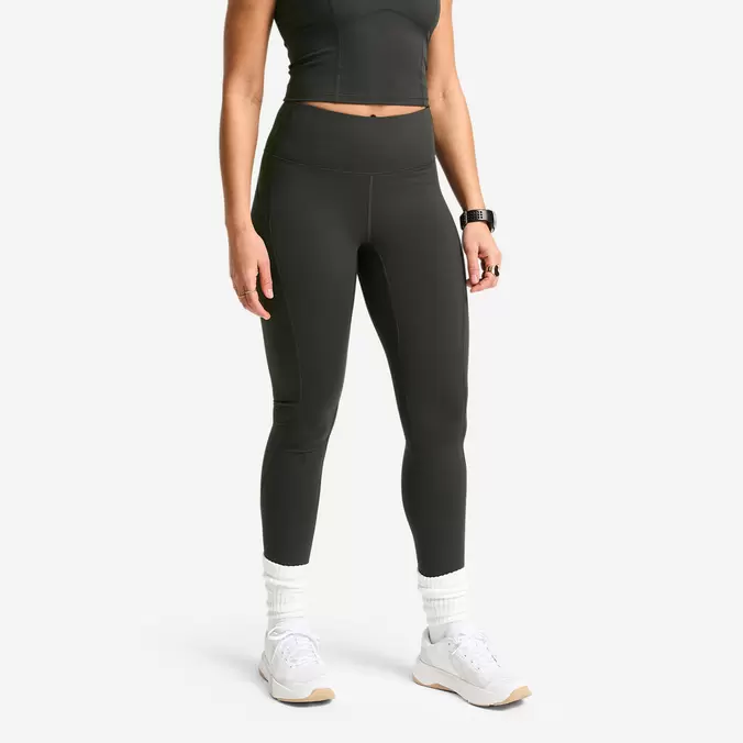 Legging de sport taille haute et gainant femme, Shape gris foncé