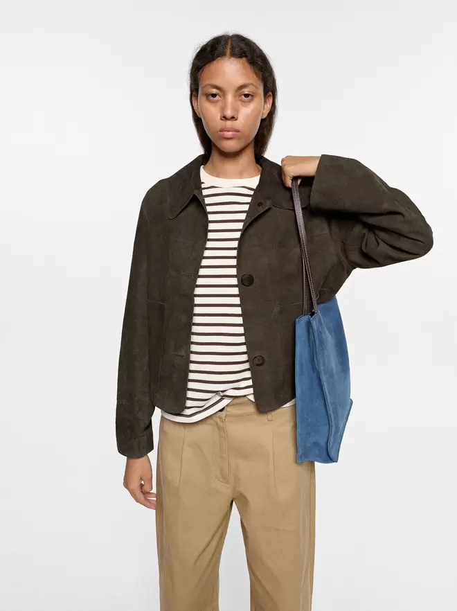 Sac shopper rectangulaire en cuir