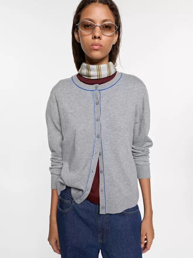 Cardigan en maille à détail contrasté